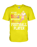 My Son Is Also My Favorite Football Player T-Shirt - Guys V-Neck - Basketweave Tote Bag