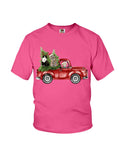 Christmas Cat And Red Car T-Shirt - Unisex Tank Top - Youth Tee