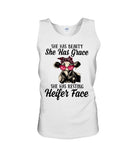 She Has Beauty, Grace, Resting And Heifer Face - Unisex Tank Top - Ladies Flowy Tank