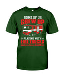 Grew Up Playing With Fire Trucks Tote Bag - Guys Tee - Basketweave Tote Bag