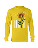 Black America Flag Sunflower Tote Bag - Guys V-Neck - Unisex Long Sleeve