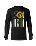 Black America Flag Sunflower Tote Bag - Guys V-Neck - Unisex Long Sleeve