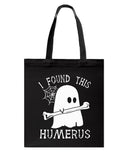 I Found This Humerus - Basketweave Tote Bag - Mug