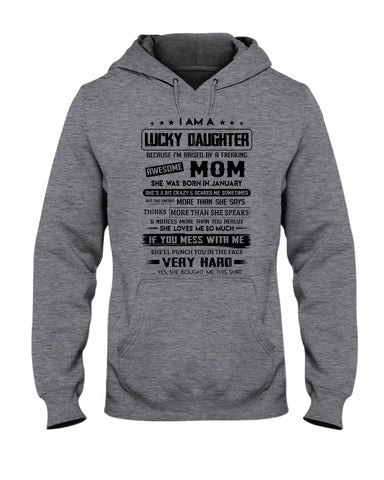 January Girl - Lucky Daughter Was Raised By Awesome Mom T-Shirt - Hoodie - Guys V-Neck