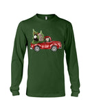 Christmas Cat And Red Car T-Shirt - Guys V-Neck - Unisex Long Sleeve