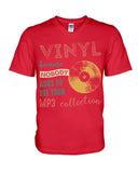 Vinyl Nobody Asks To See Your Mp3 Collection T-Shirt - Guys V-Neck - Basketweave Tote Bag