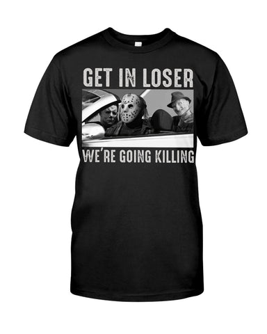 Get In Loser We're Going Killing Tote Bag - Guys Tee - Basketweave Tote Bag