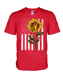 Black America Flag Sunflower Tote Bag - Guys V-Neck - Unisex Long Sleeve