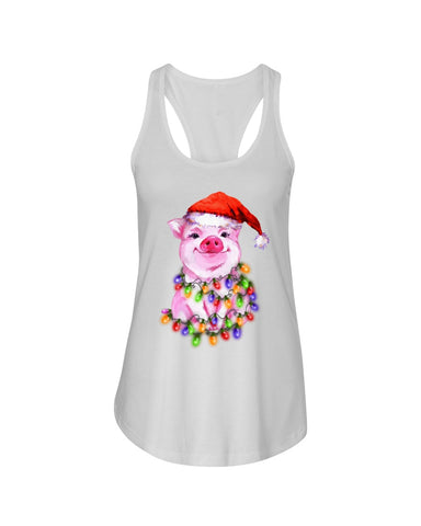 Christmas Lightning Pig T-Shirt - Ladies Flowy Tank - Youth Tee