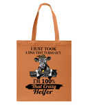 Dna Test I'm 100% That Crazy Heifer T-Shirt - Guys V-Neck - Basketweave Tote Bag