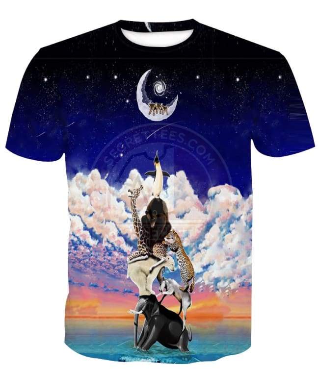 Animal Reach For The Moon 3D T-shirt - wild - T-Shirt / S - www.secrettees.com