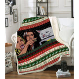 Woman Yelling At Cat Funny Meme Custom Blanket Fleece Blanket